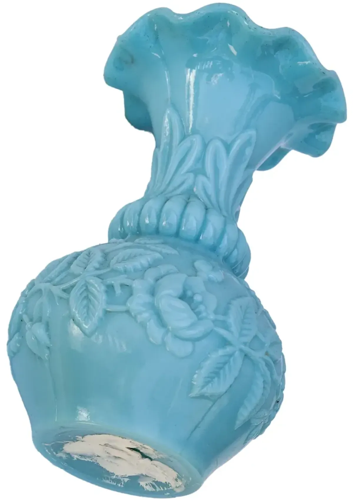 Vintage Aqua Milk Glass Vase