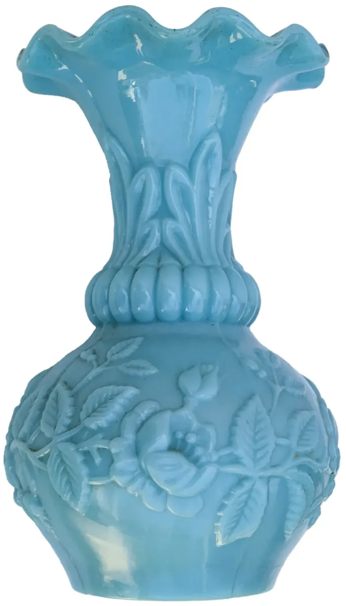 Vintage Aqua Milk Glass Vase