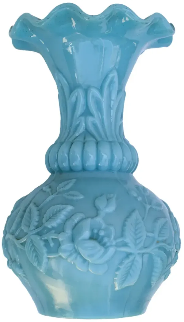 Vintage Aqua Milk Glass Vase