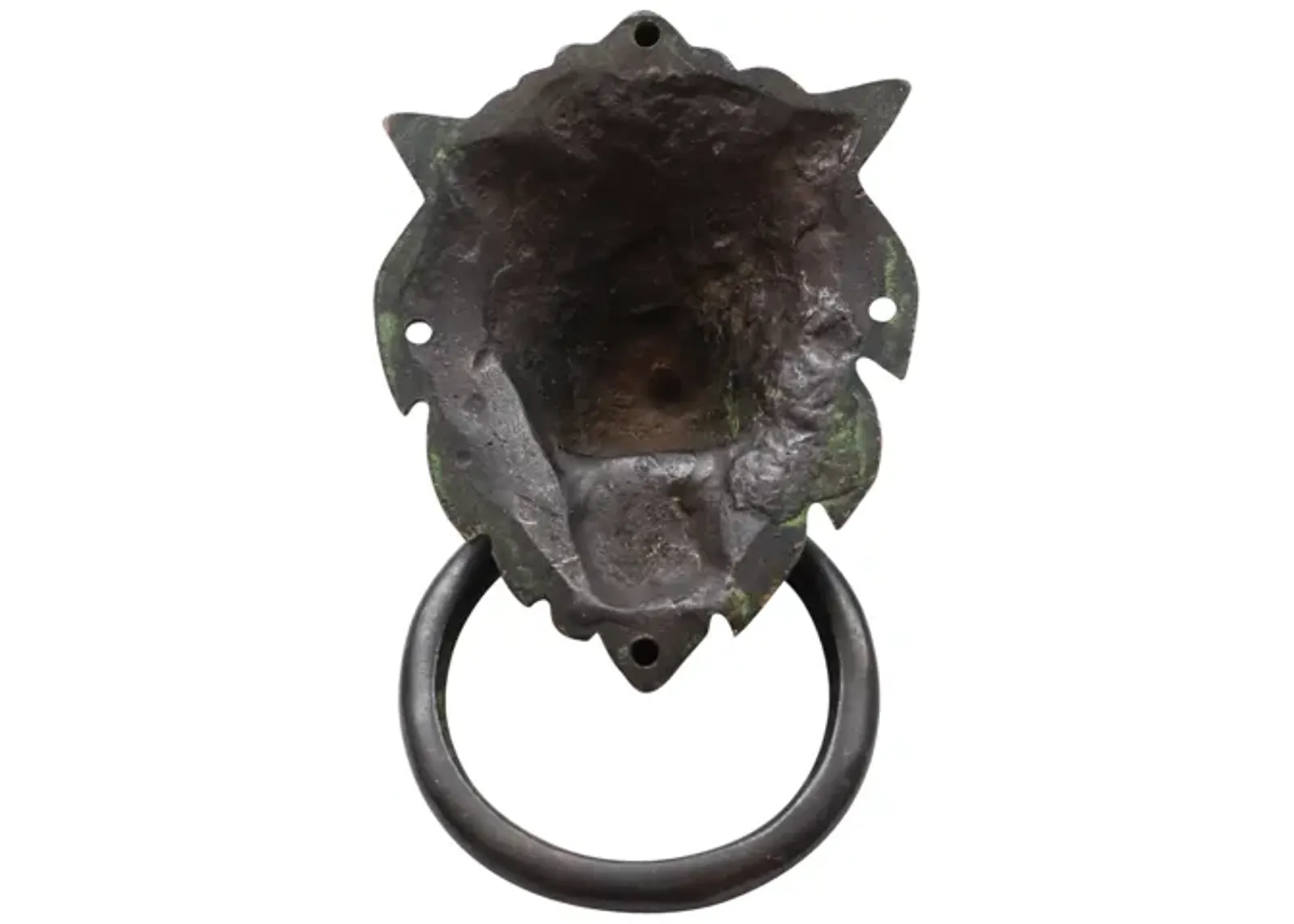 Green Brass Lion's Head Door Knocker