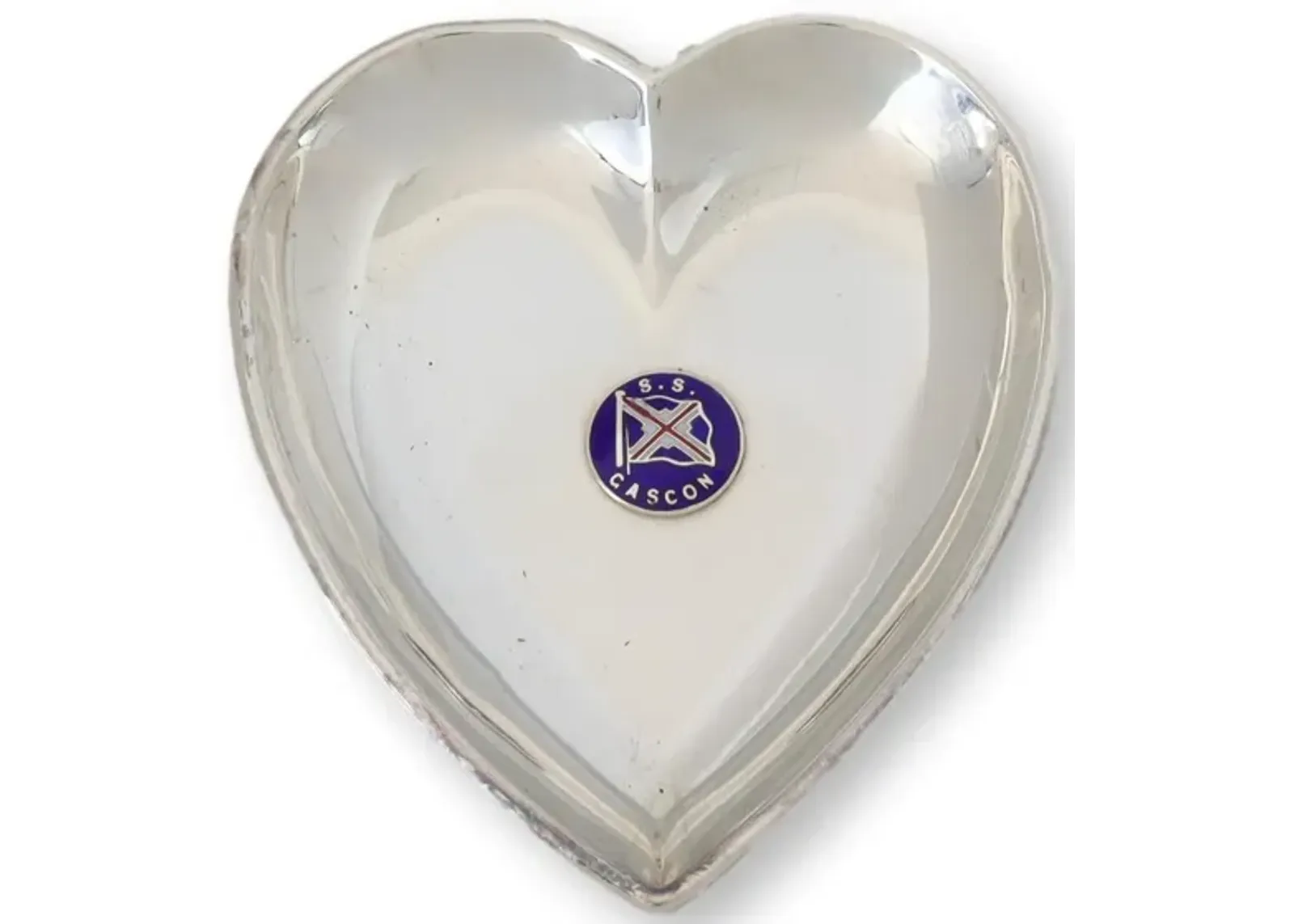 HMS SS Gascon Heart Shaped Trinket Dish - Silver