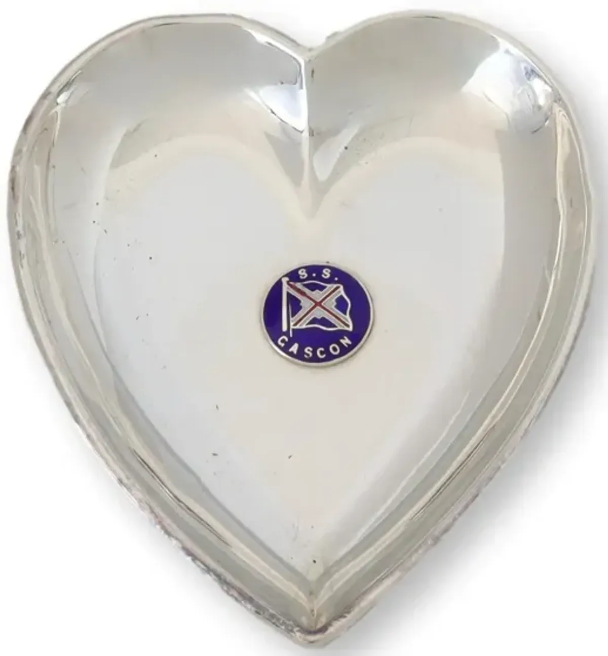 HMS SS Gascon Heart Shaped Trinket Dish - Silver