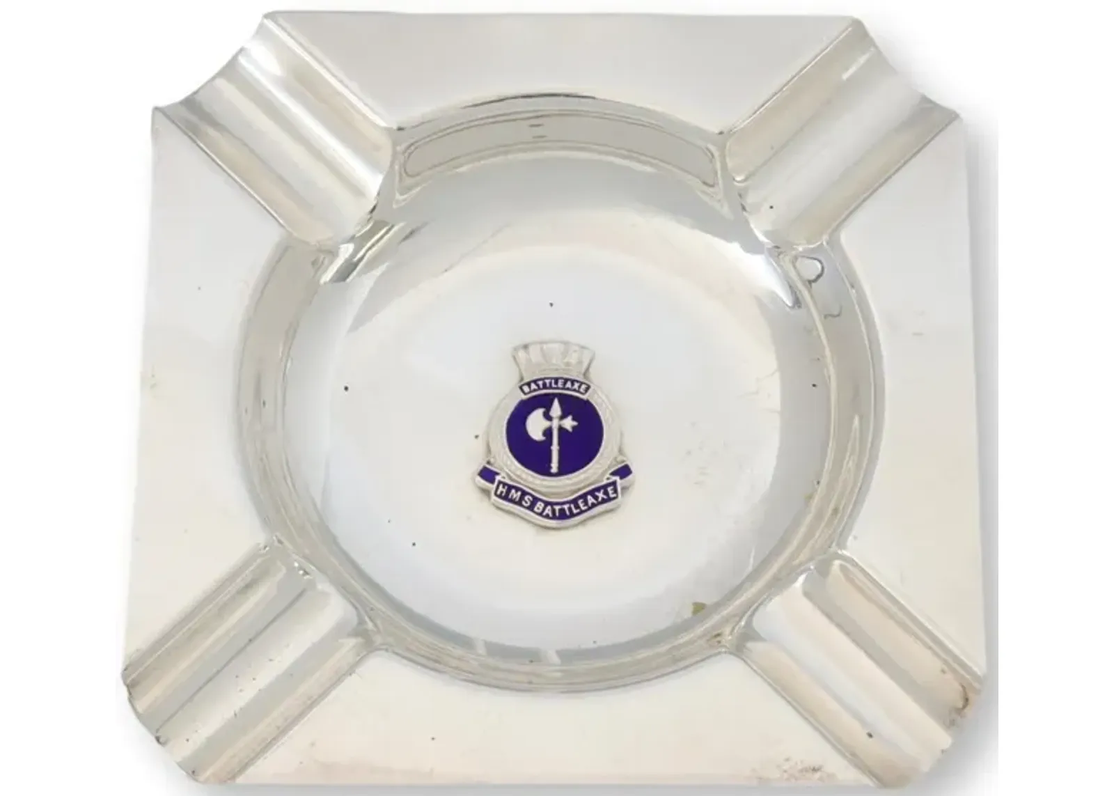 1980s HMS Battleaxe Dining Room Ashtray - Silver