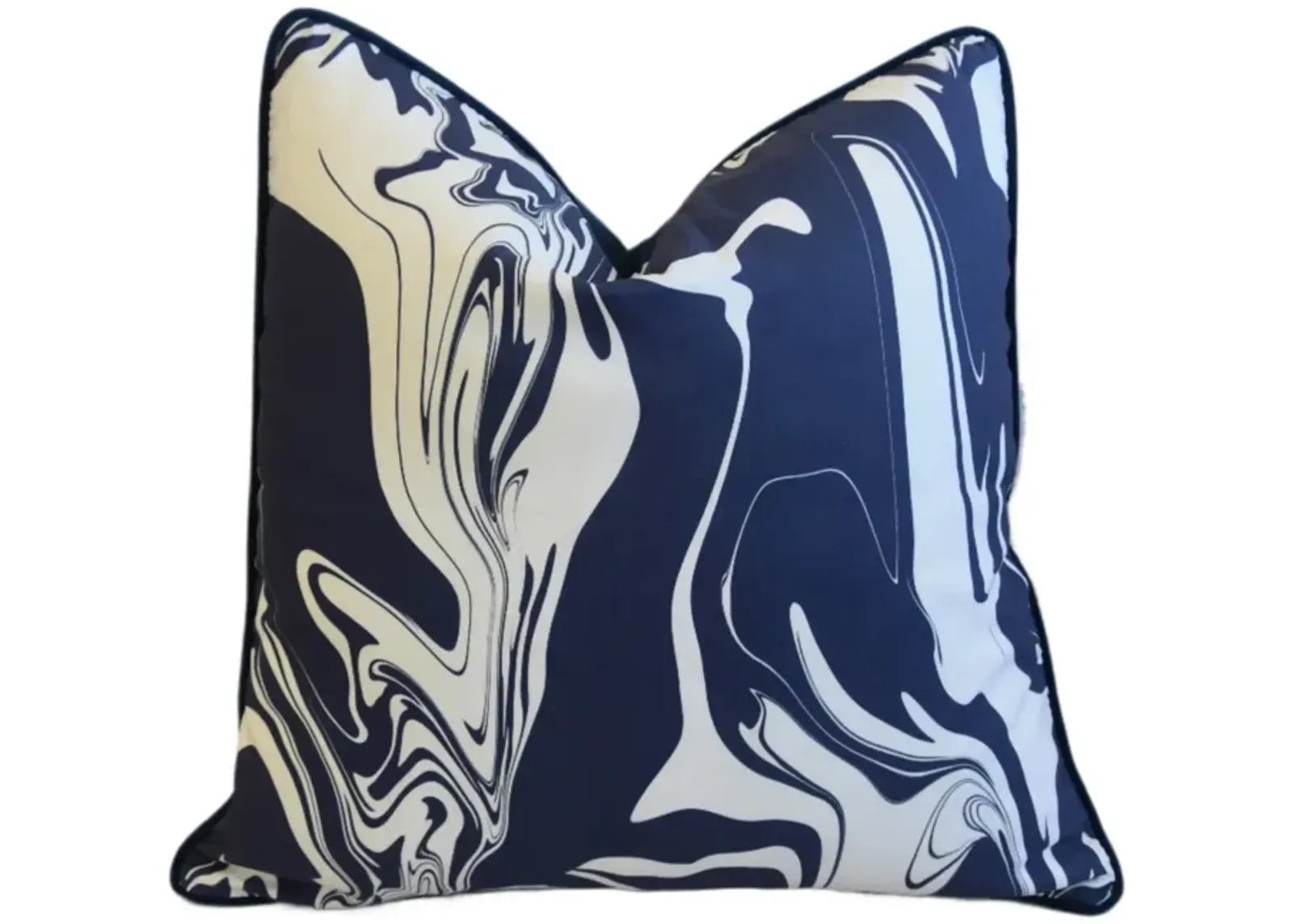 Blue & White Marbleized Swirl Pillow