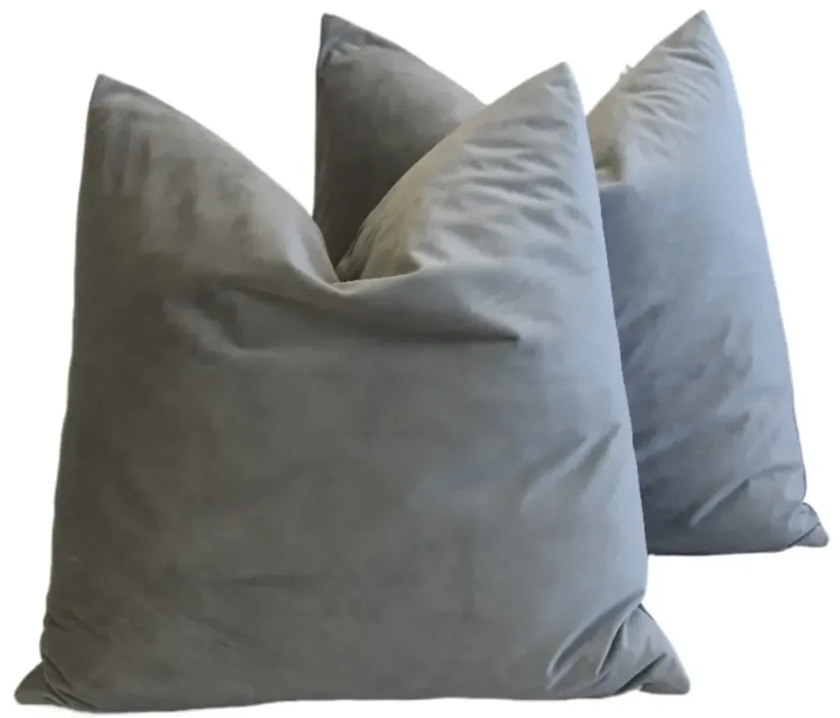 Double Sided Gray Velvet Pillows - Set of 2