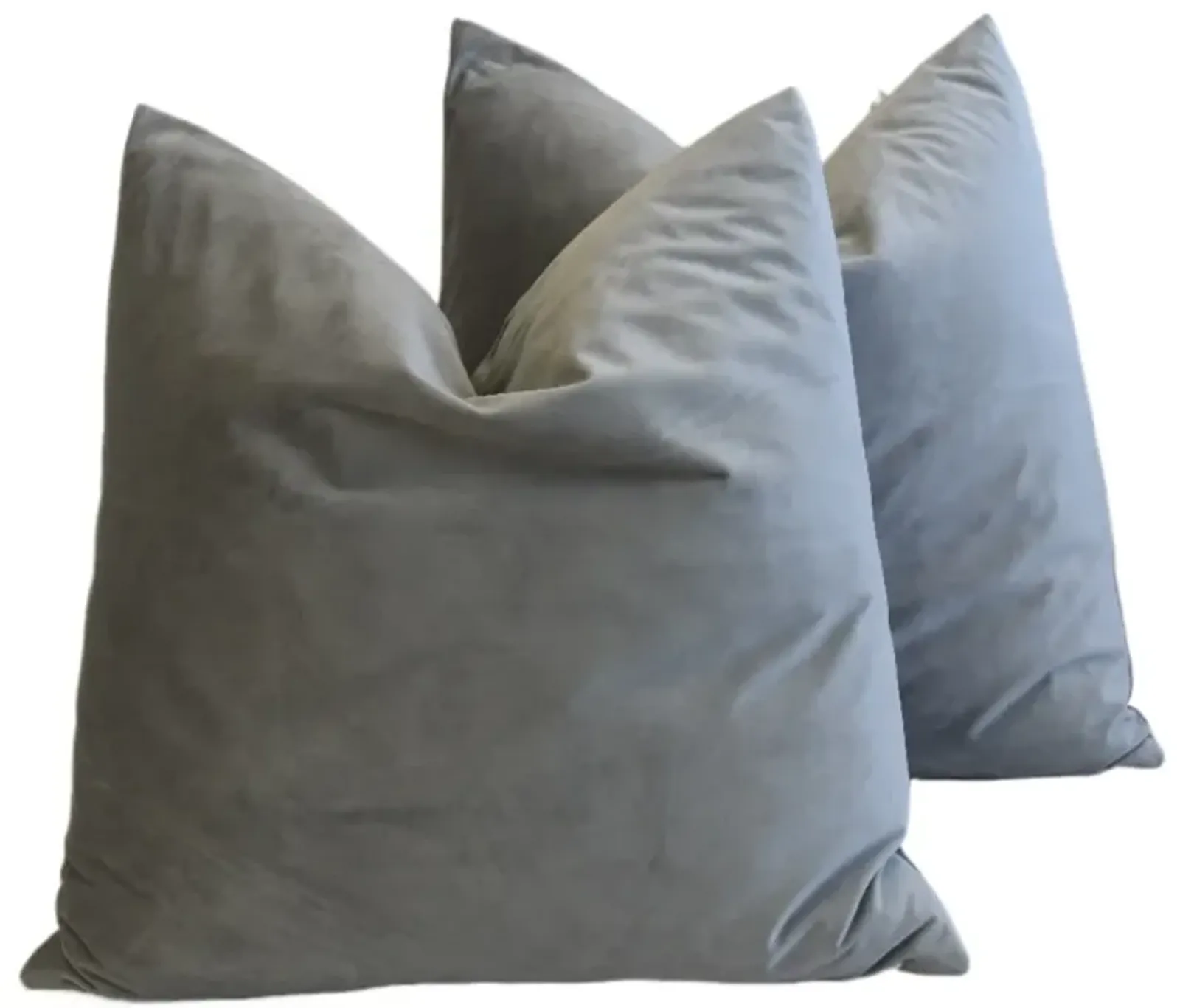 Double Sided Gray Velvet Pillows - Set of 2