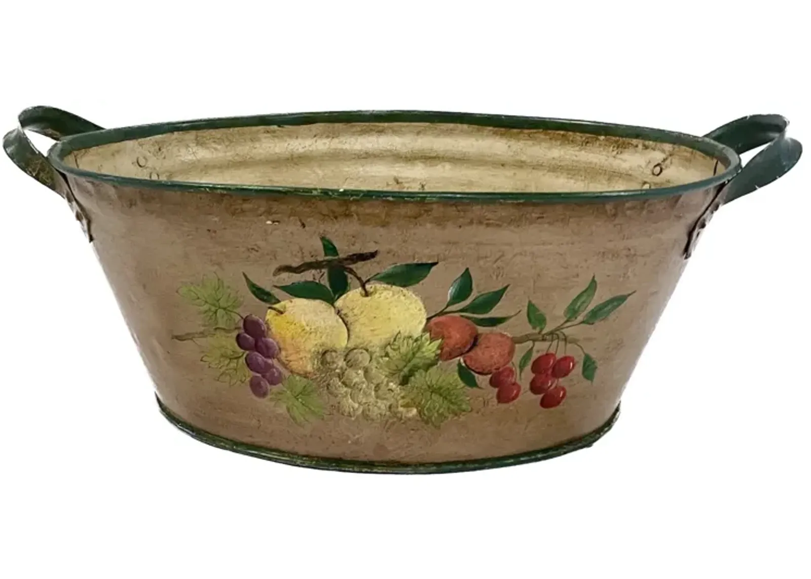 Hand-Painted Fruit Tole Cachepot