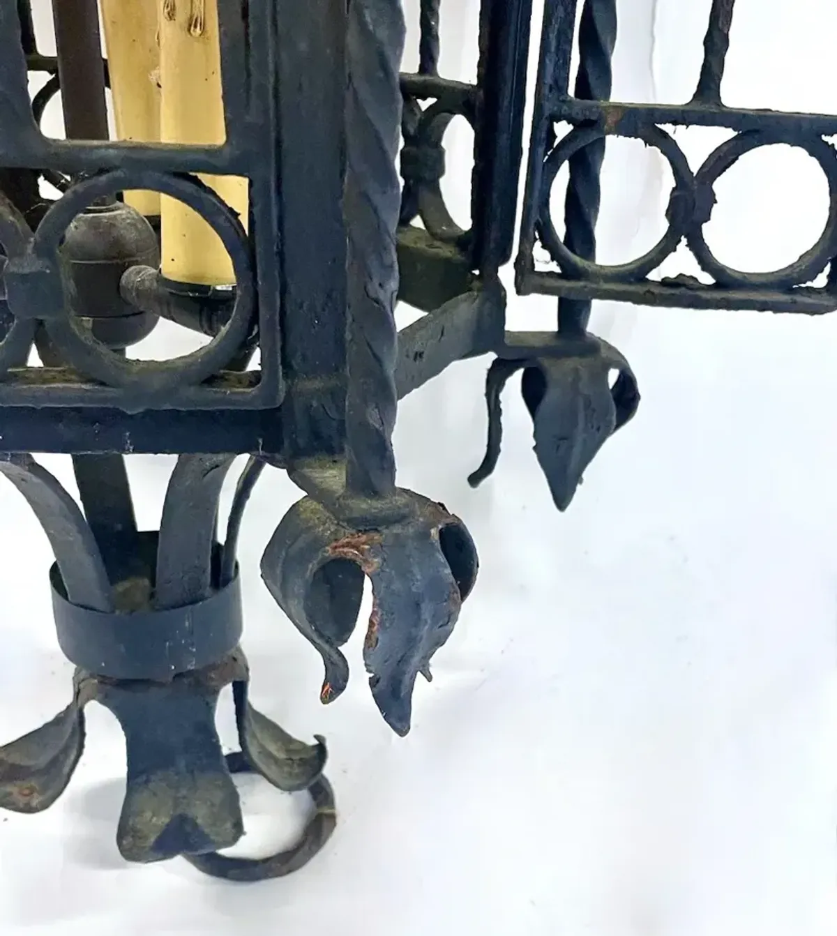 Antique Gothic Wrought Iron Lantern - Black