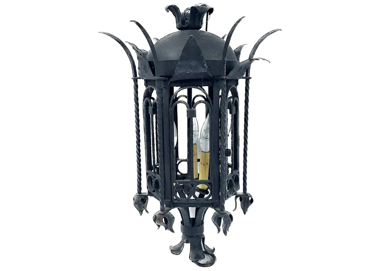 Antique Gothic Wrought Iron Lantern - Black