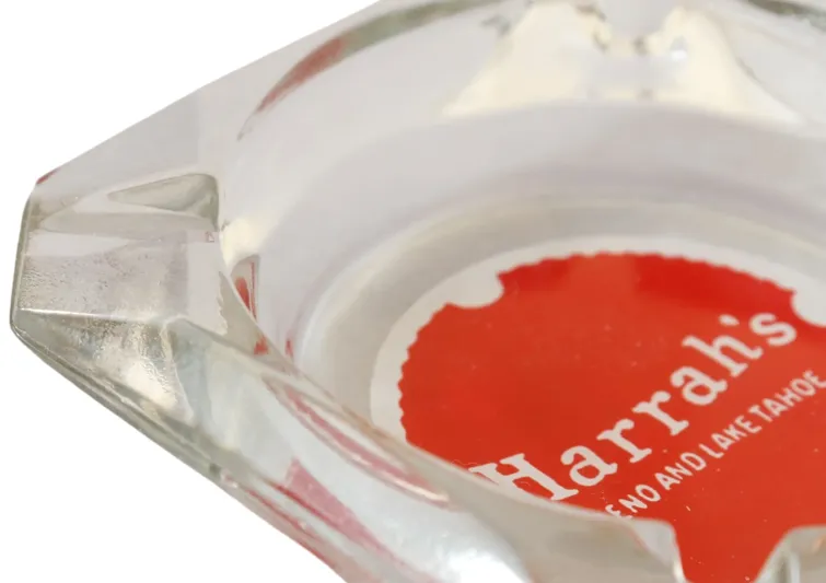 Harrah’s Square Glass Ashtray - Red