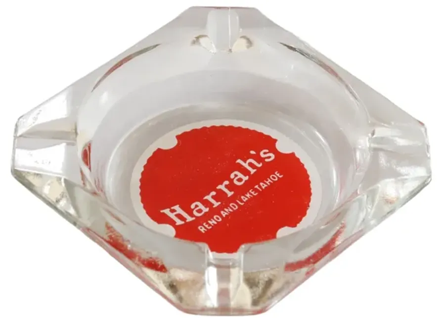 Harrah’s Square Glass Ashtray - Red