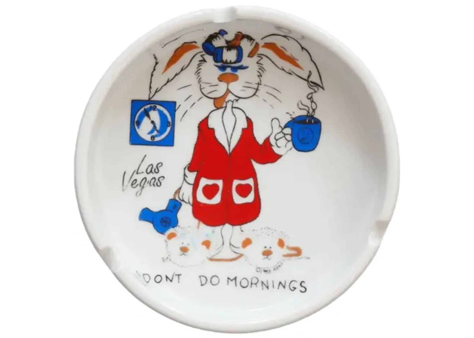 1988 Las Vegas Round Ceramic Ashtray - White