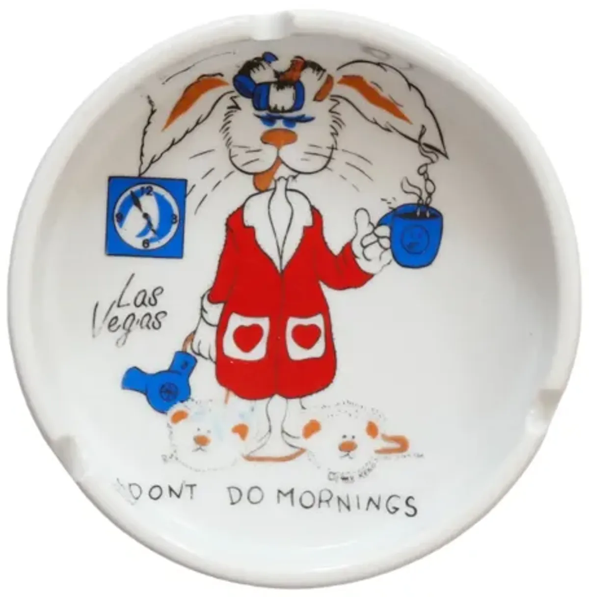 1988 Las Vegas Round Ceramic Ashtray - White