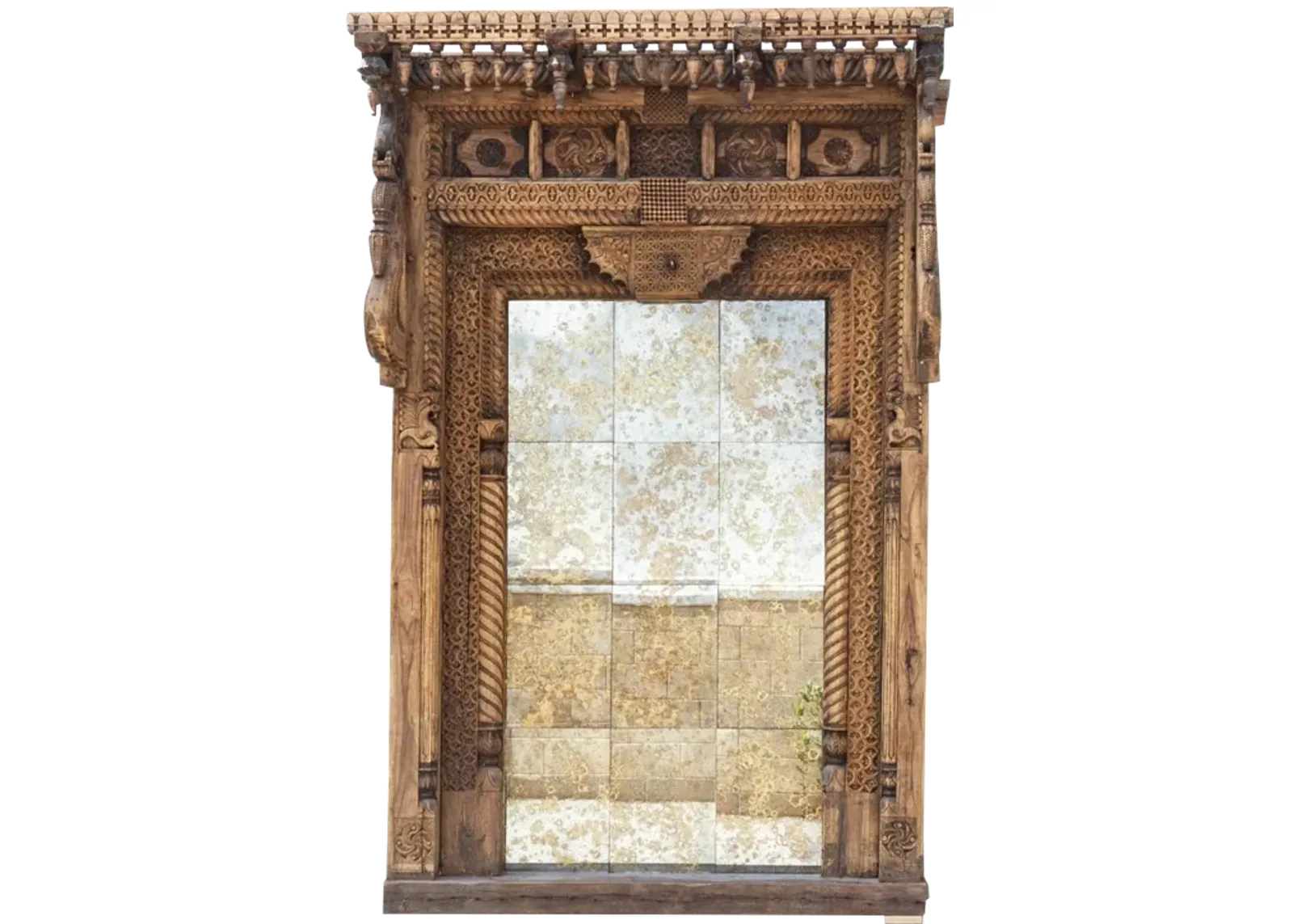 Majestic 18th C Swat Valley Grand Mirror - Brown