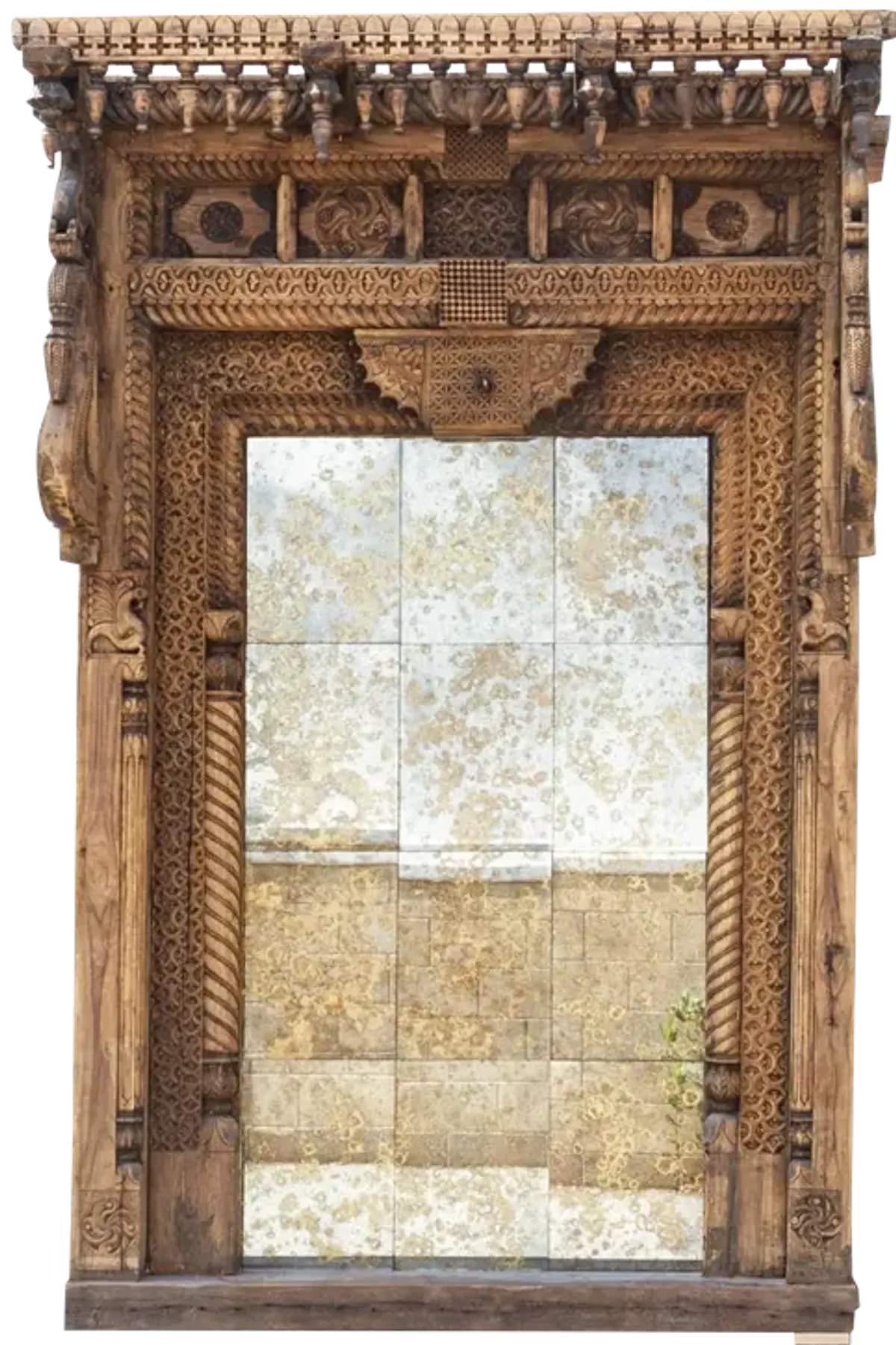 Majestic 18th C Swat Valley Grand Mirror - Brown