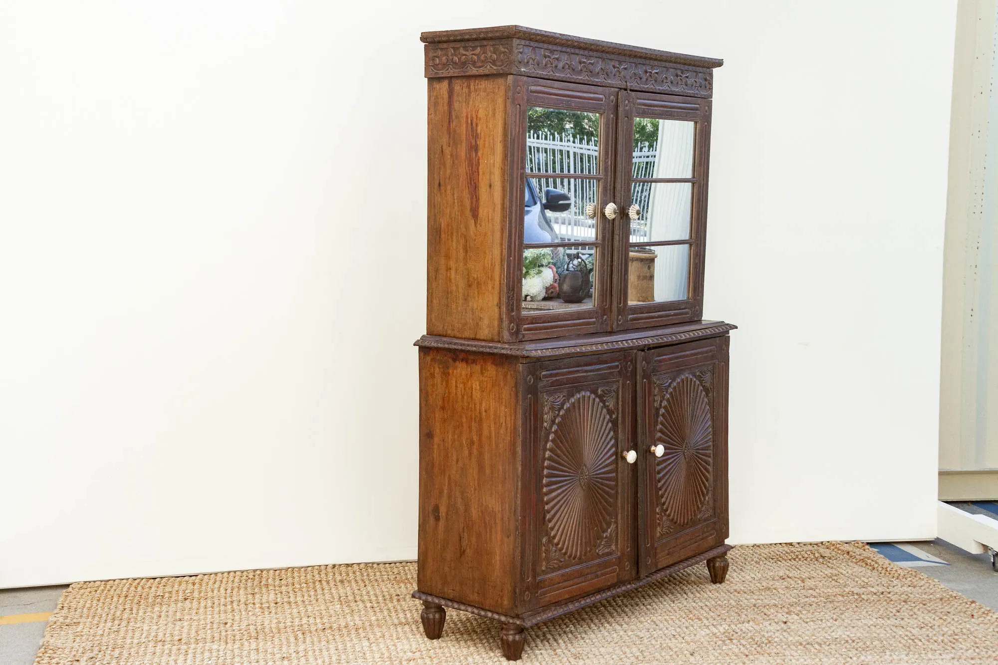 19th C Indo-Portuguese Teak Tall Cabinet - Brown