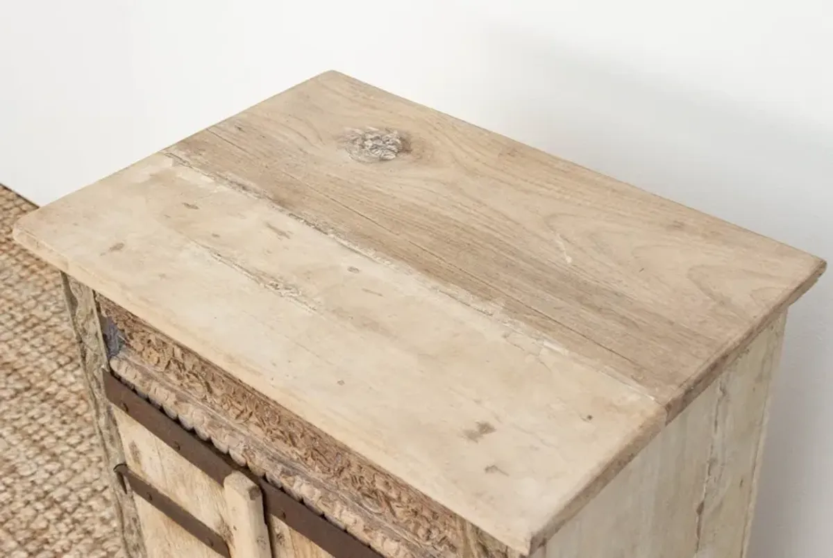 Reclaimed Teak Bleached Bedside Cabinet - Brown