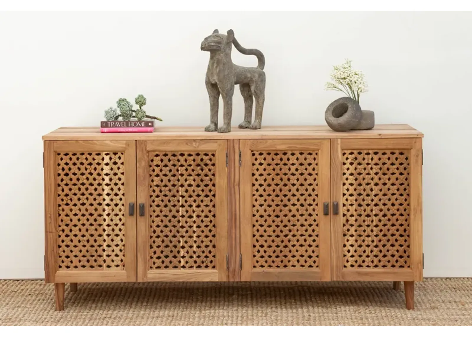 Reclaimed Carved Floral Jali Sideboard