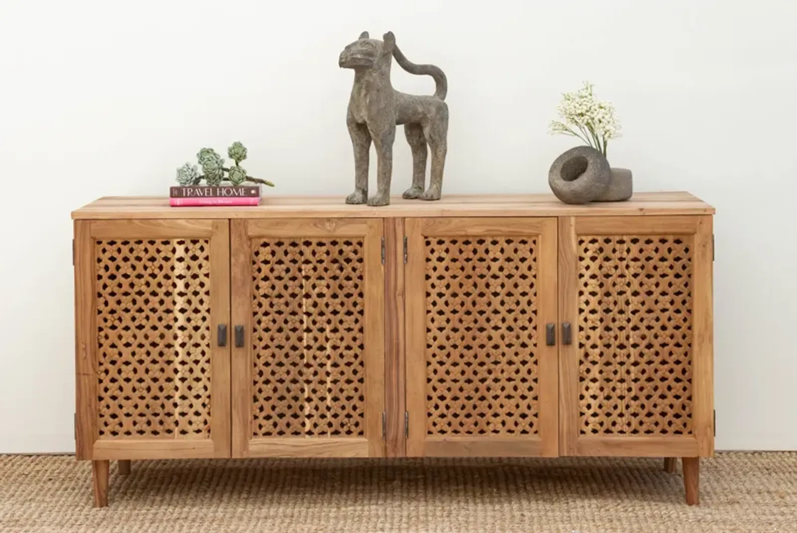 Reclaimed Carved Floral Jali Sideboard