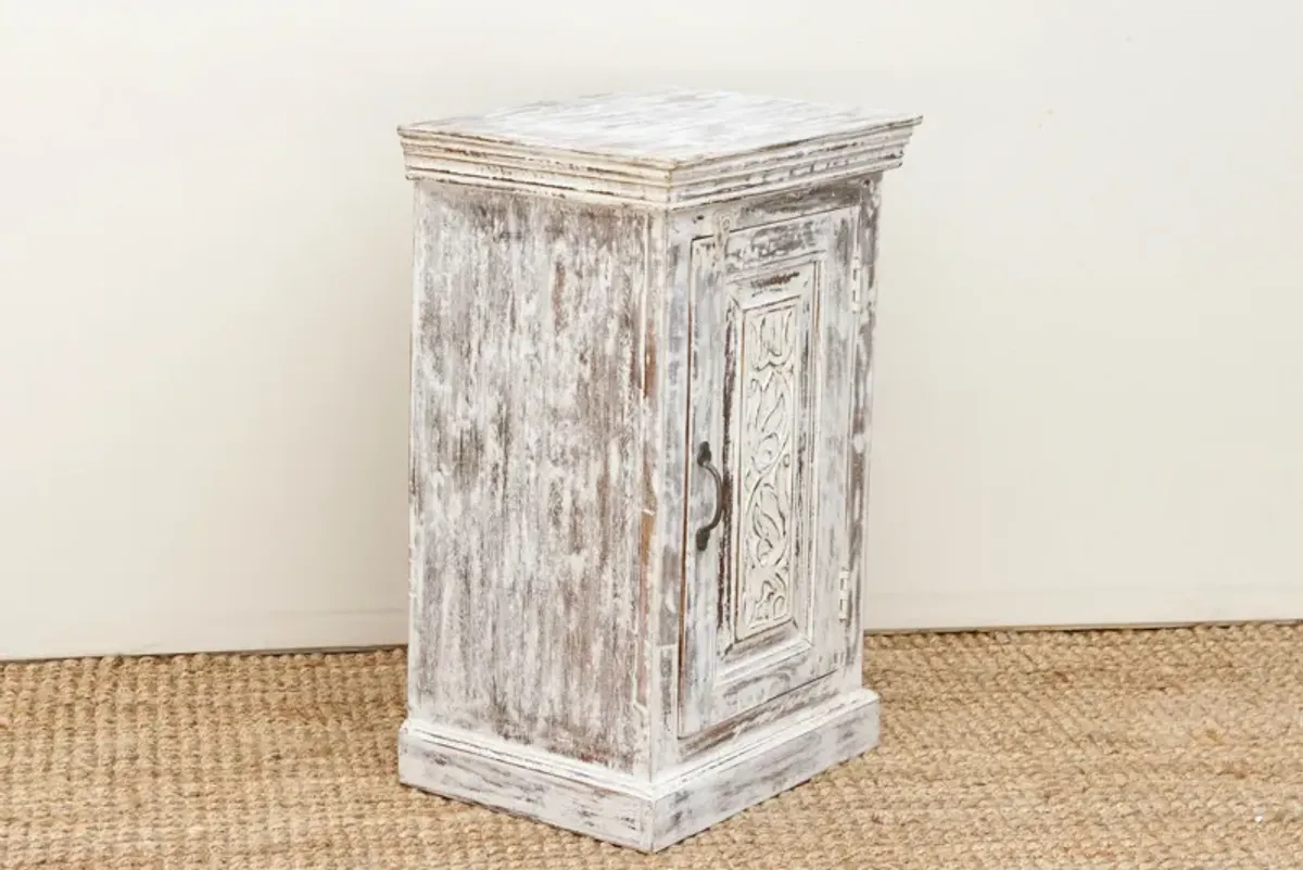 Vintage Distressed White Small Cabinet - Brown