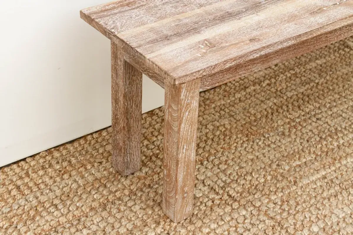 Modern Farmhouse Whitewash Teak Bench - Brown