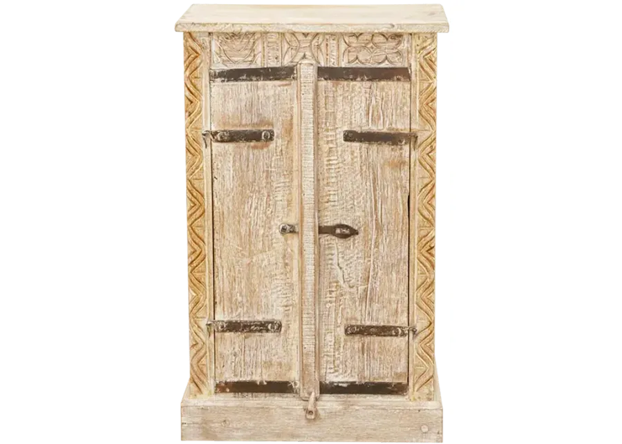 Rustic Old Door Tall Teak Cabinet - Brown