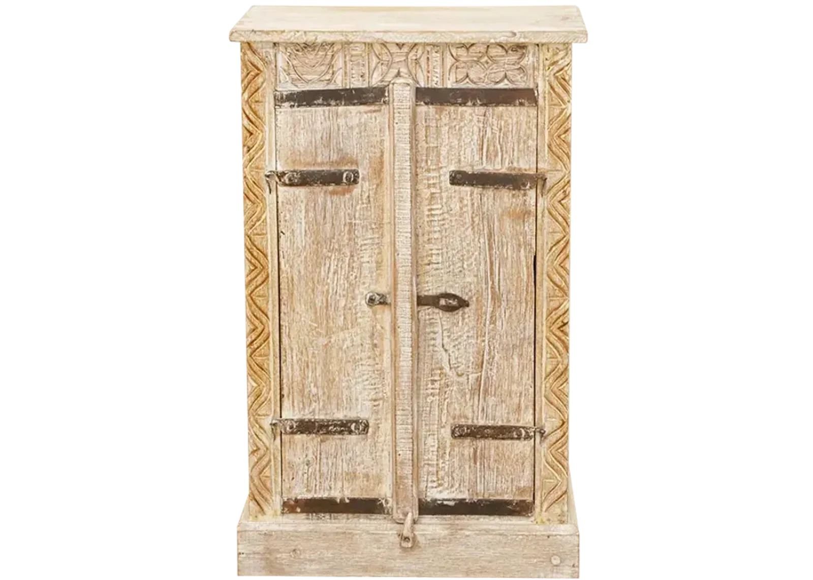 Rustic Old Door Tall Teak Cabinet - Brown