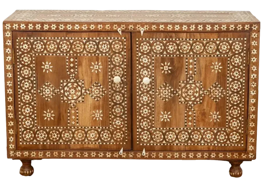 Finely Inlay Marquetry Cabinet - Brown