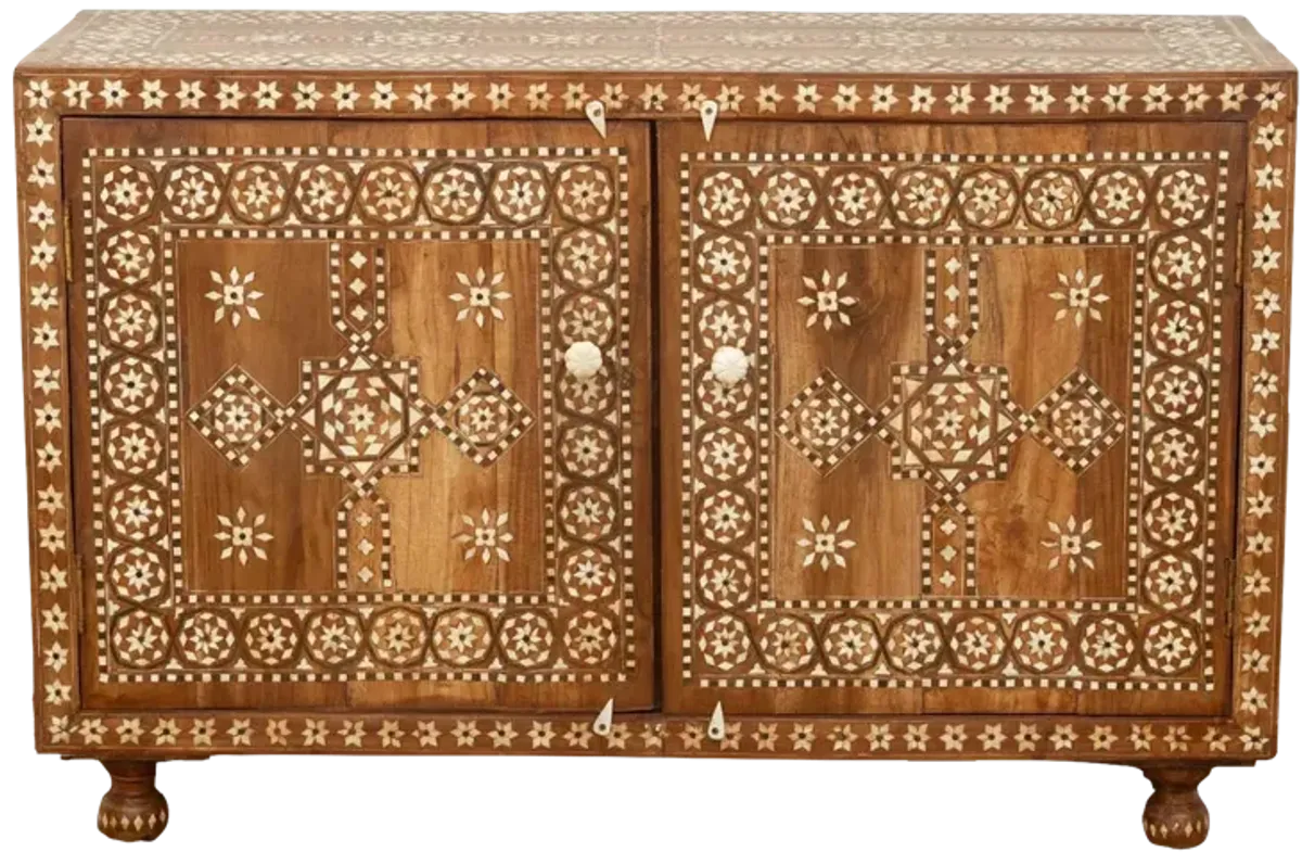 Finely Inlay Marquetry Cabinet - Brown