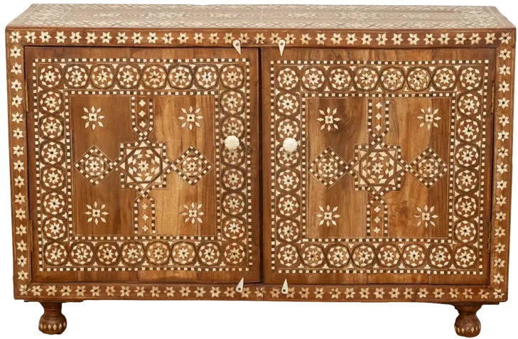 Finely Inlay Marquetry Cabinet - Brown