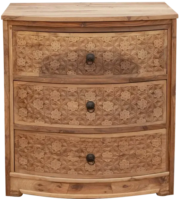 Small Reclaimed Teak Carved Dresser - Handcrafted
