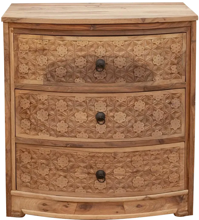 Small Reclaimed Teak Carved Dresser - Handcrafted