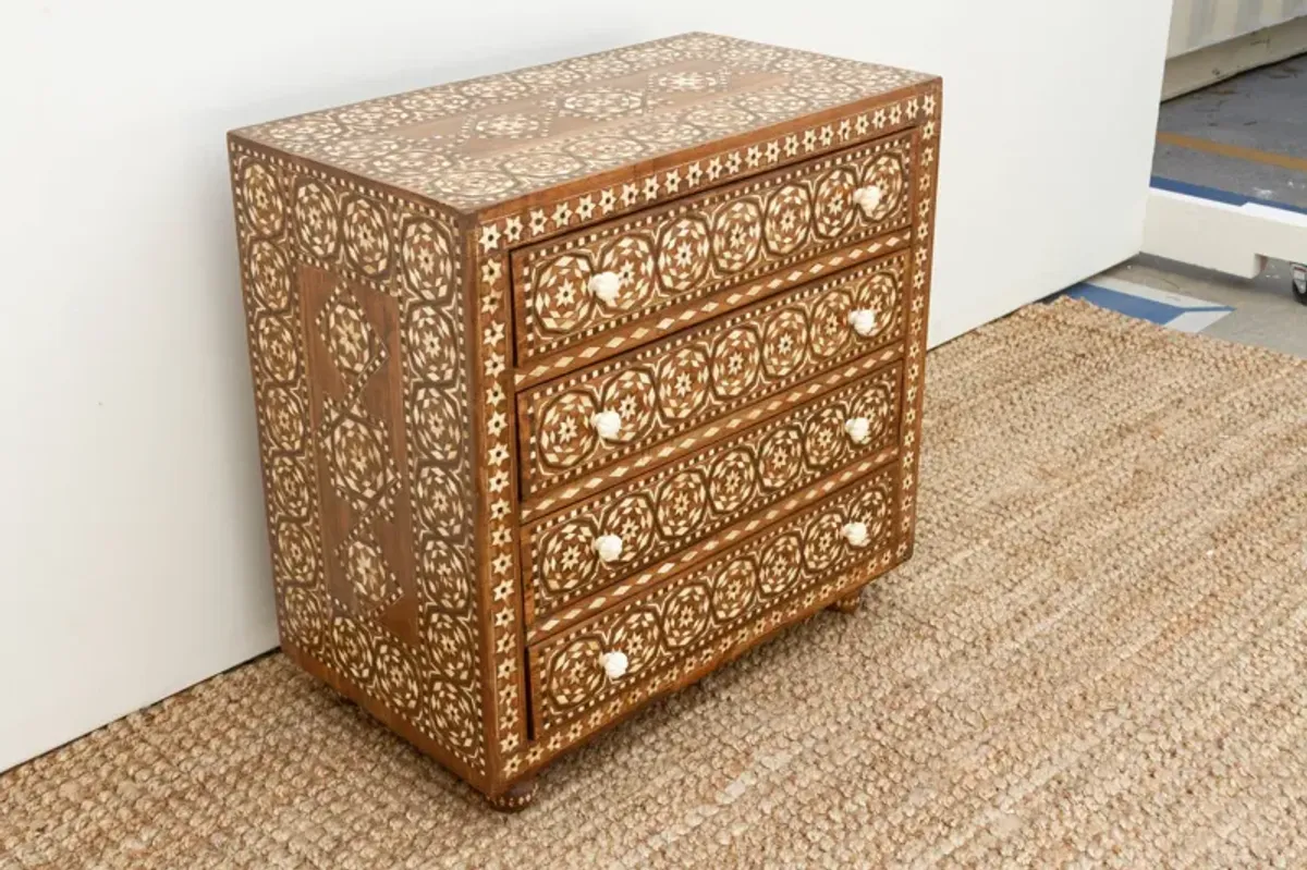 Walnut Brown Marquetry Inlay Dresser