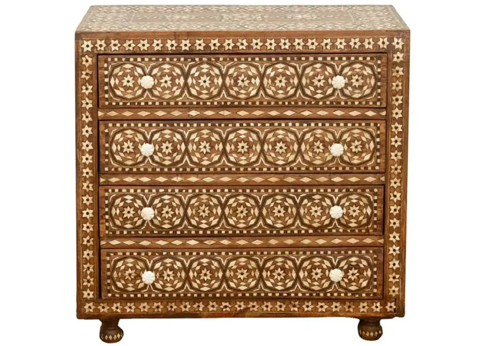 Walnut Brown Marquetry Inlay Dresser