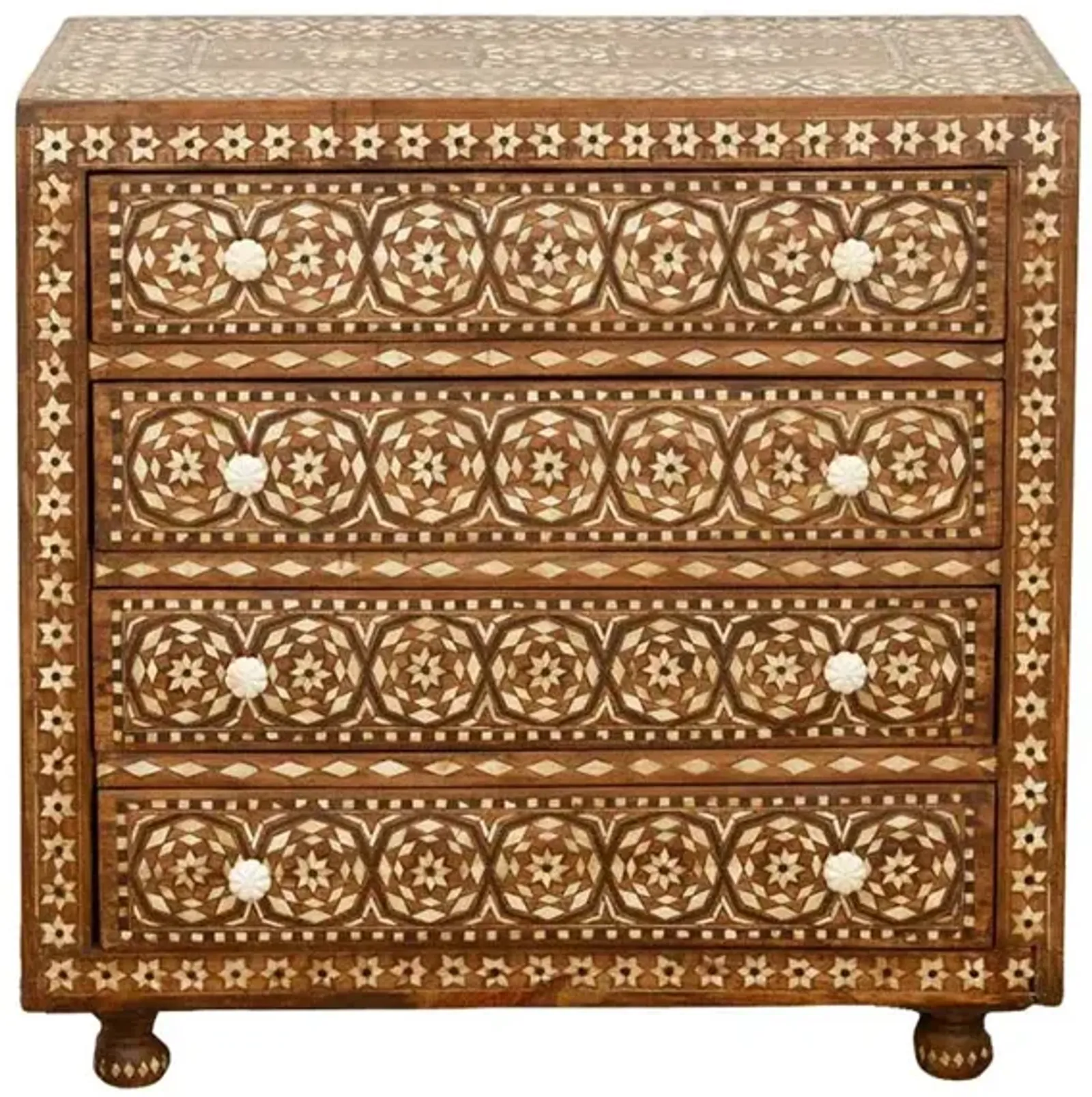 Walnut Brown Marquetry Inlay Dresser