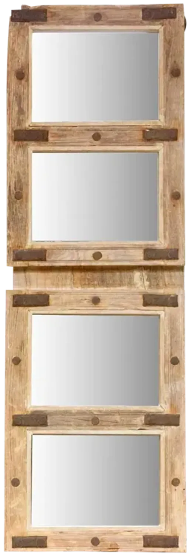 Antique Bleached Teak Window Mirror - de-cor - Brown