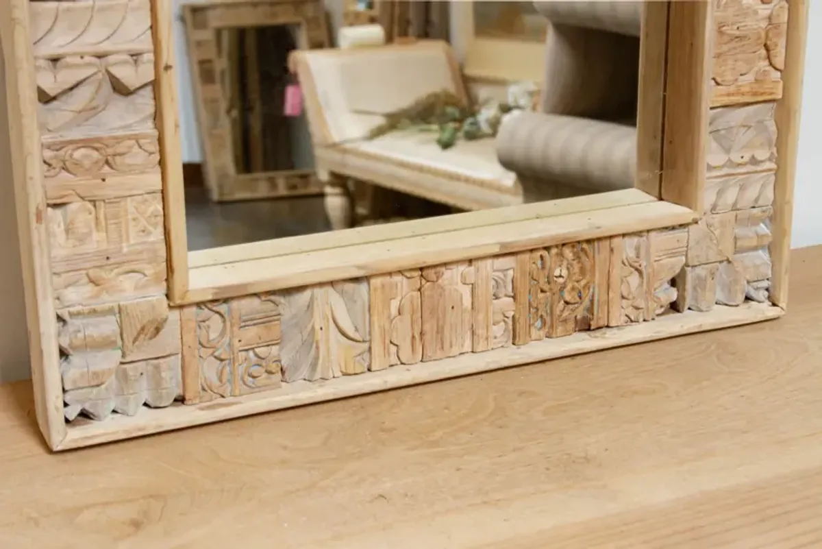 Bleached Farmhouse Style Mirror - Brown