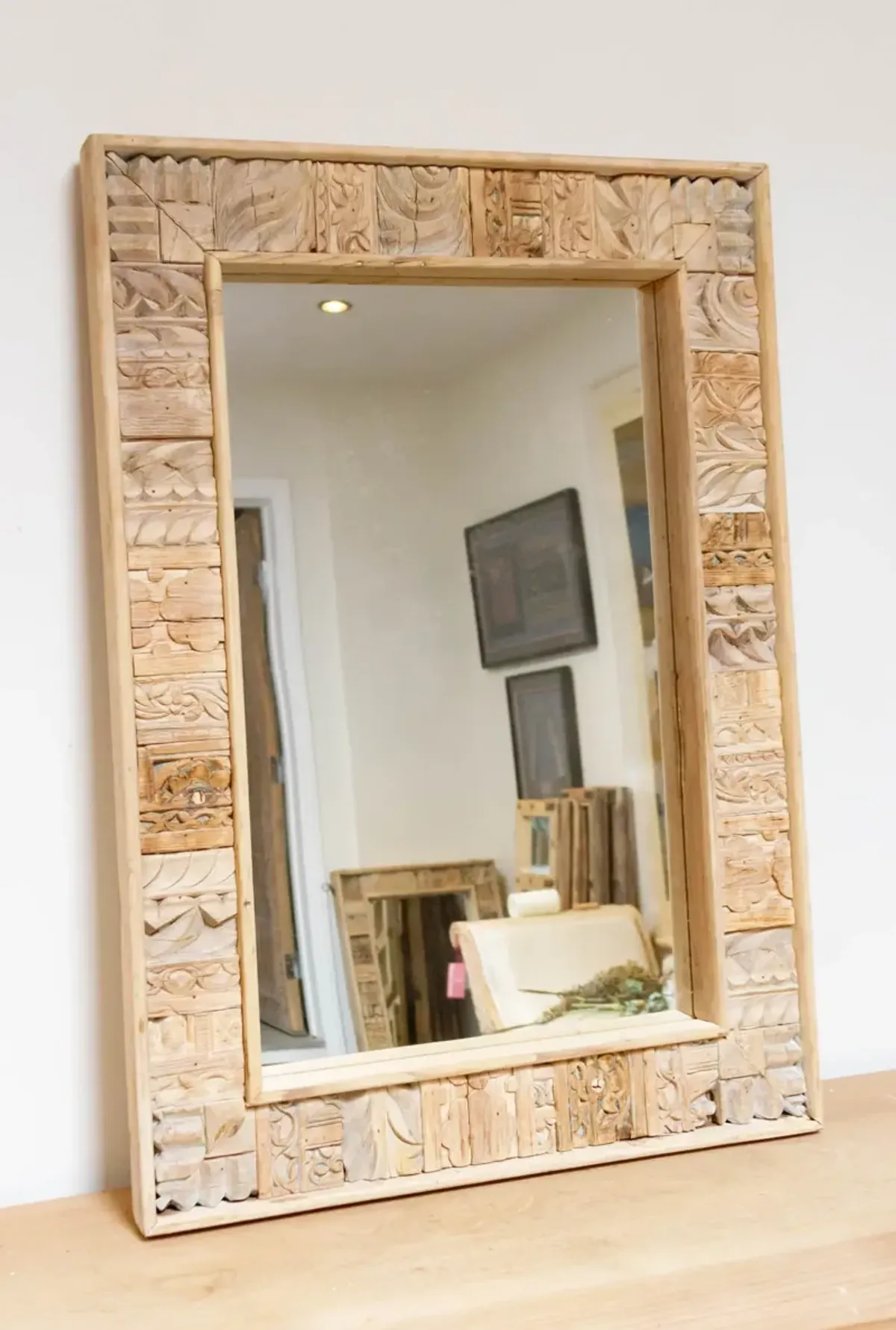 Bleached Farmhouse Style Mirror - Brown