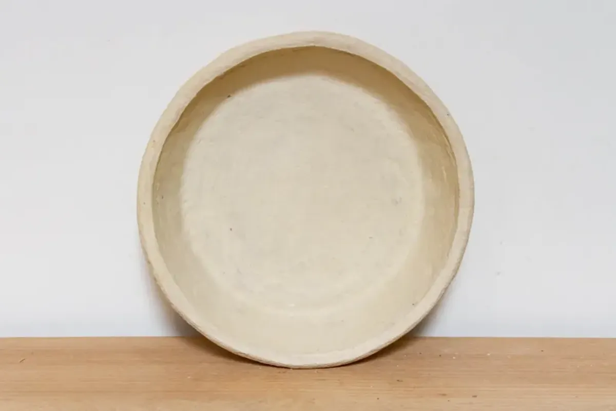 12" Natural White Paper Mache Plate - Handcrafted