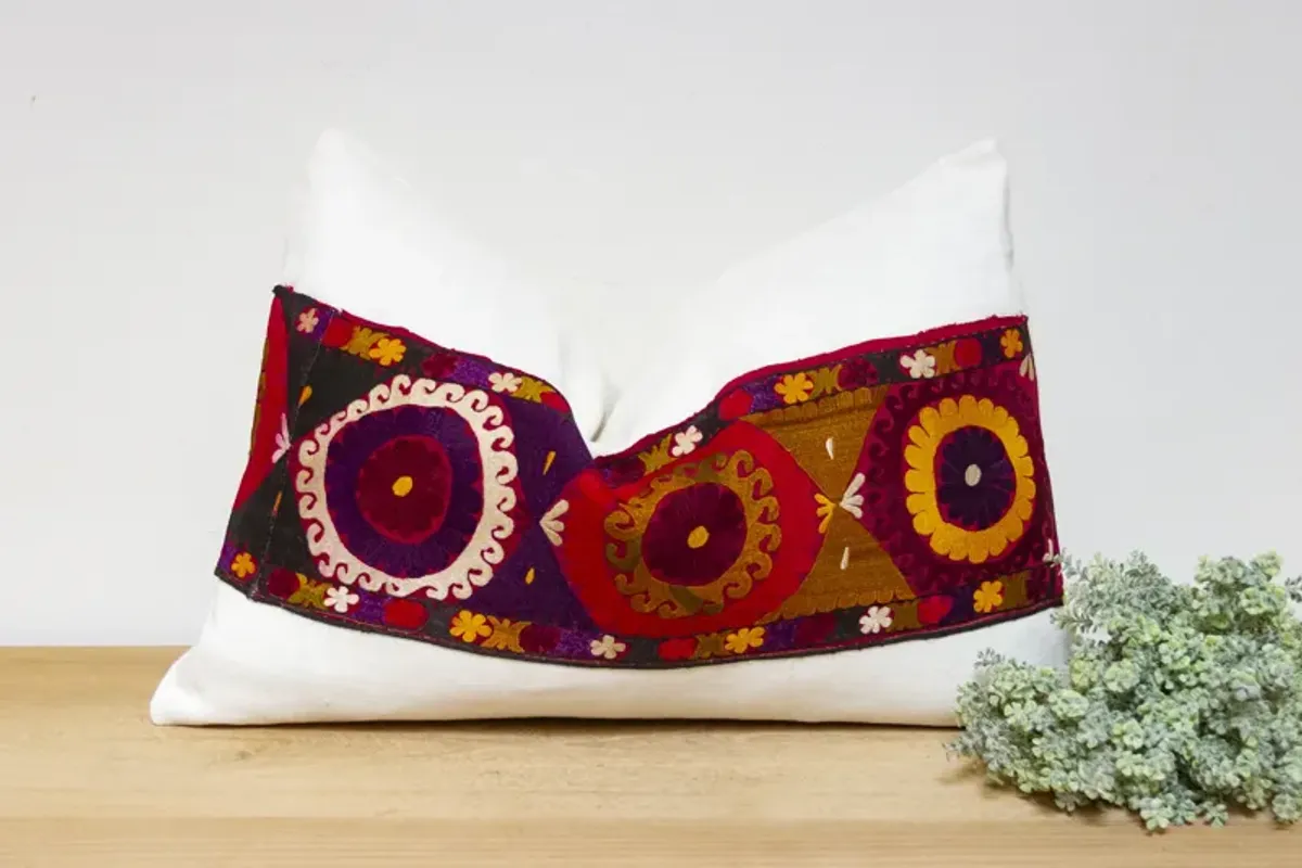 Jana Antique Uzbek Suzani Linen Pillow