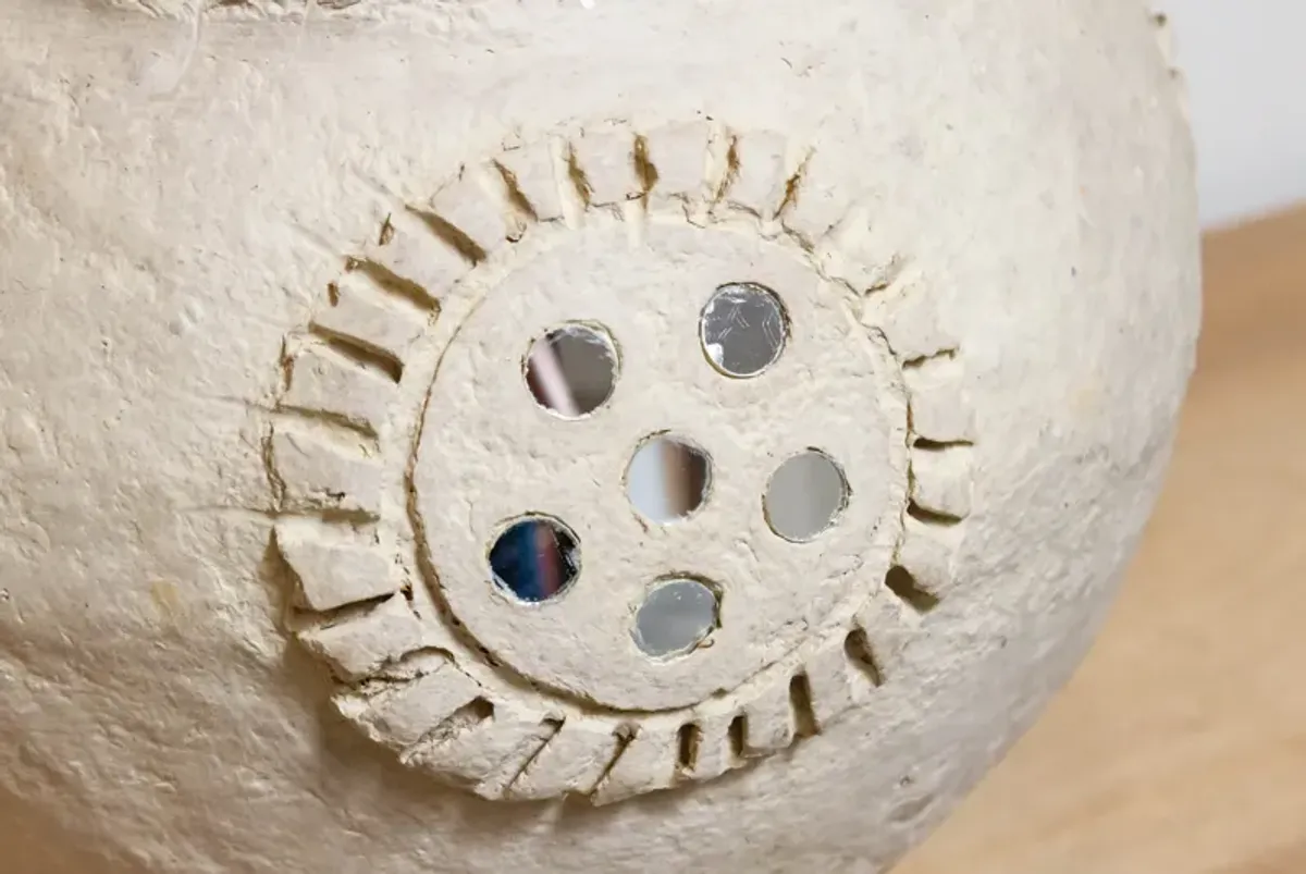 Artisanal White Paper Mache Pot - de-cor - Handcrafted
