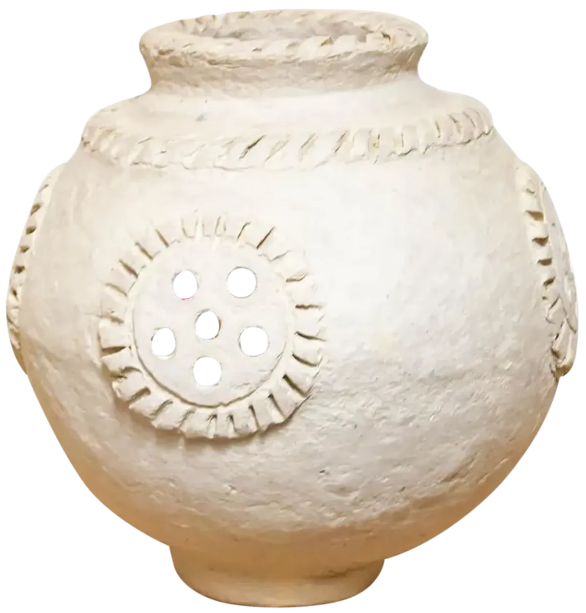 Artisanal White Paper Mache Pot - Handcrafted