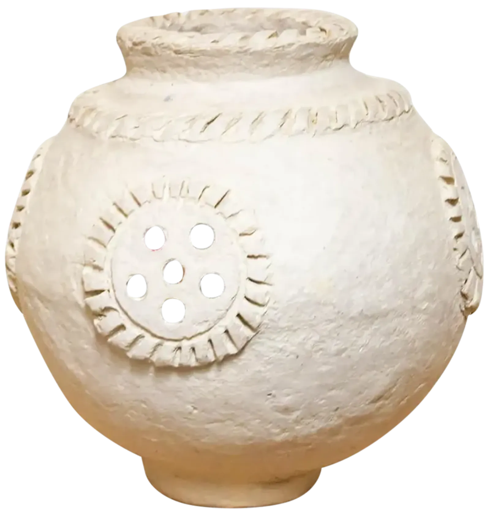 Artisanal White Paper Mache Pot - Handcrafted