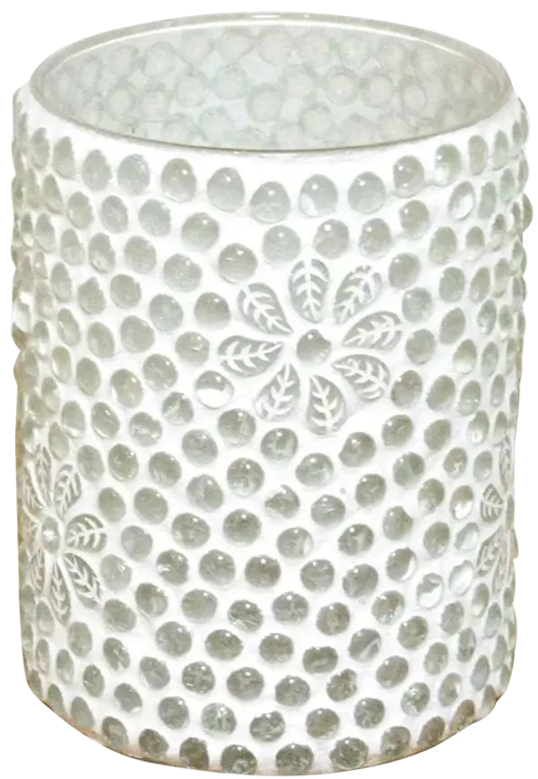 Handmade White Glass Mosaic Votive - de-cor