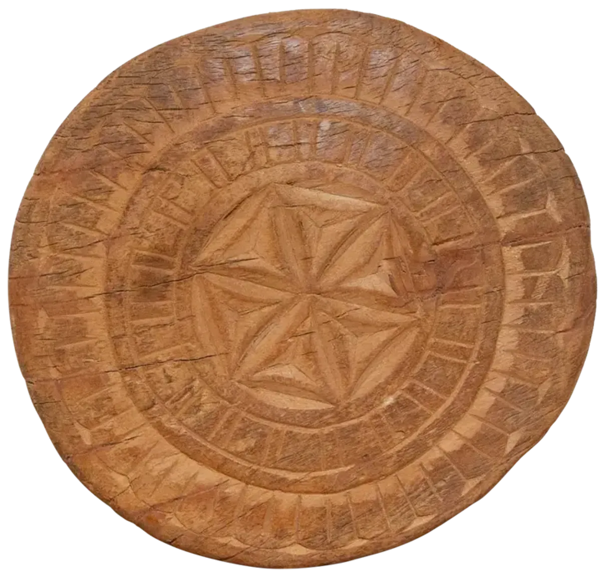 Rustic Carved Light Brown Plate - Handcrafted