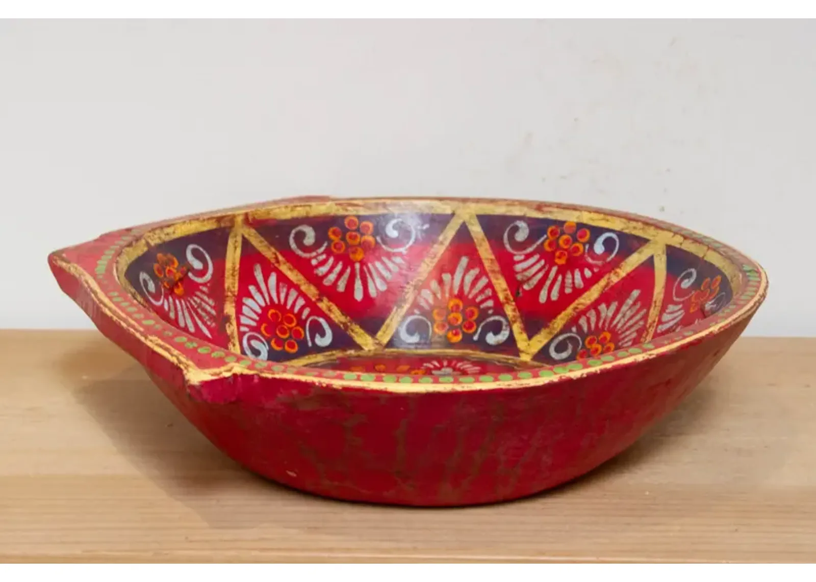 Taz n Roja Floral Painted Bowl - red