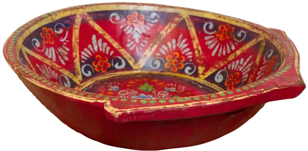 Tazón Roja Floral Painted Bowl - red