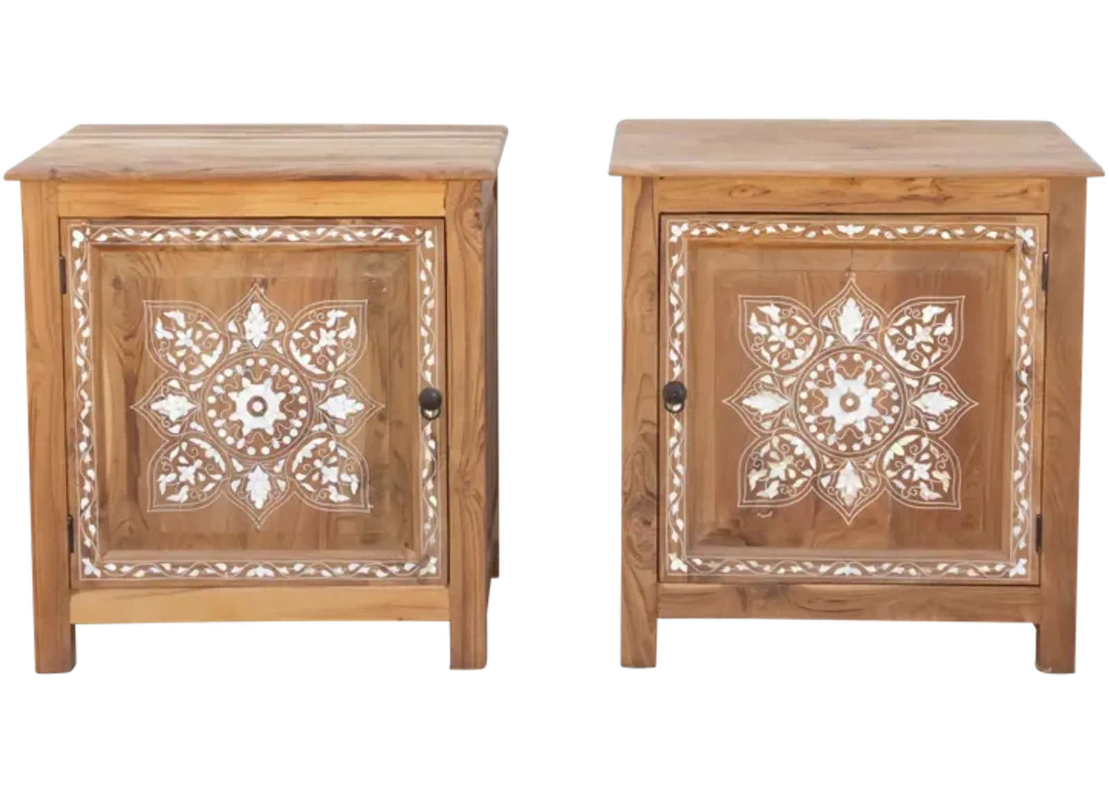 Pair of Mother of Pearl Inlay Cabinets - Brown