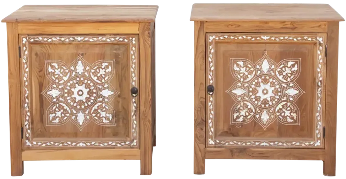 Pair of Mother of Pearl Inlay Cabinets - Brown