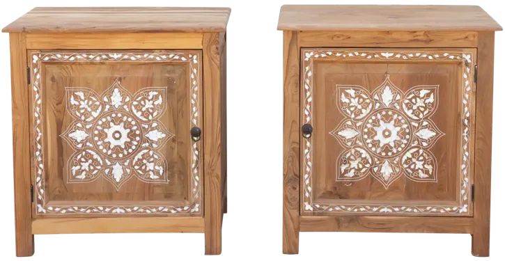 Pair of Mother of Pearl Inlay Cabinets - Brown